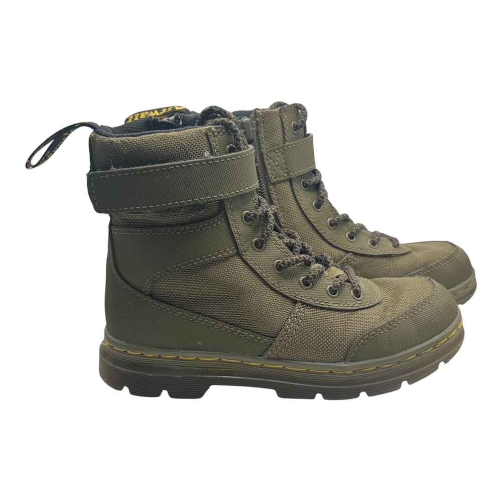 Dr. Martens Sz 1 Youth Junior Combs Tech Casual Boots Olive Side Zip Strap-2280
